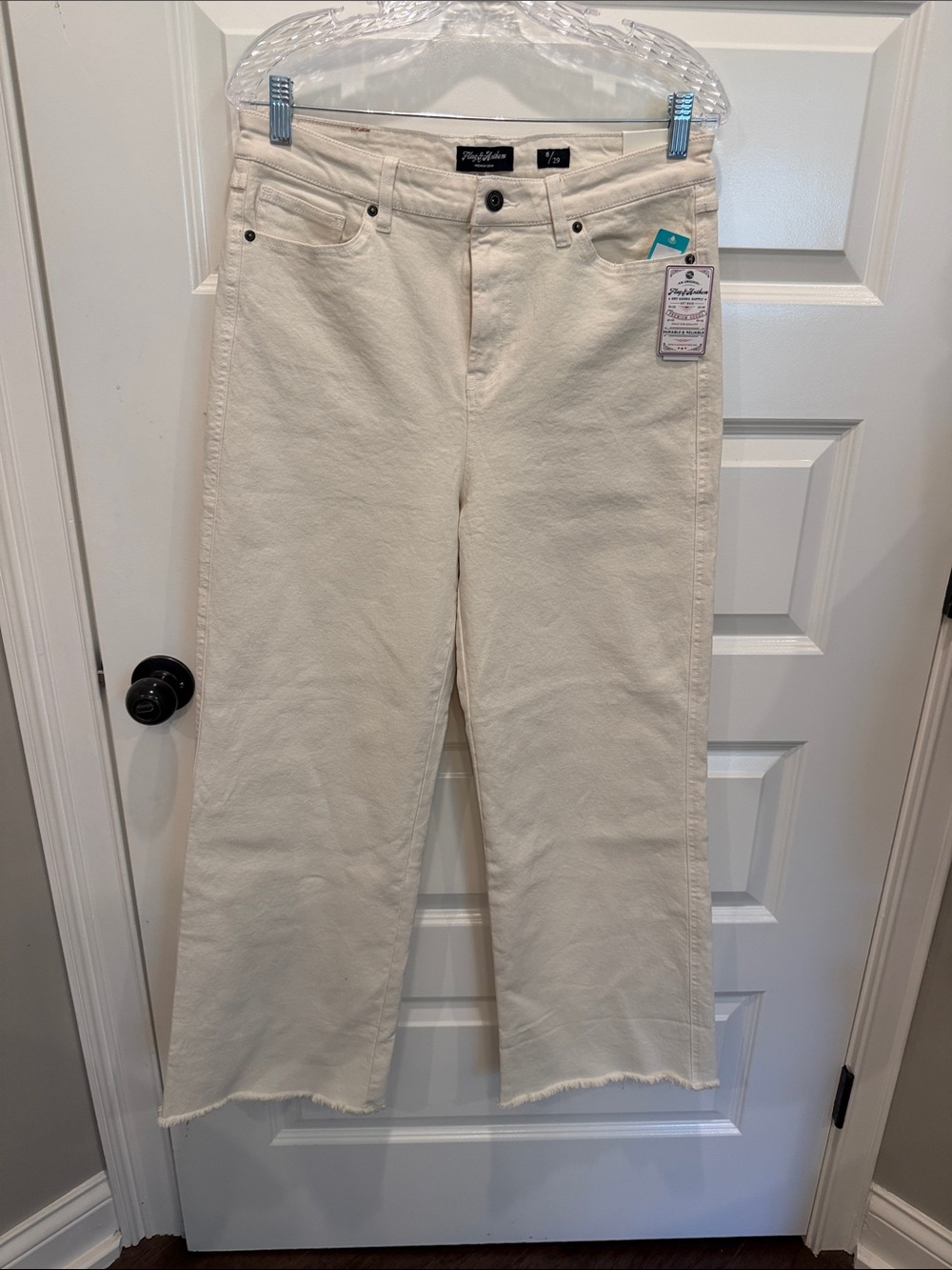 High-Rise Straight Leg Jeans - Cream